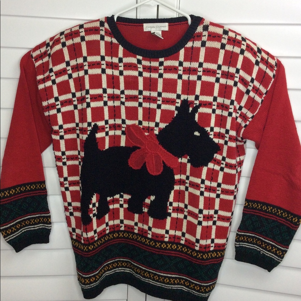 🚫sold🚫Casual Corner Holiday Sweater Scottie Dog